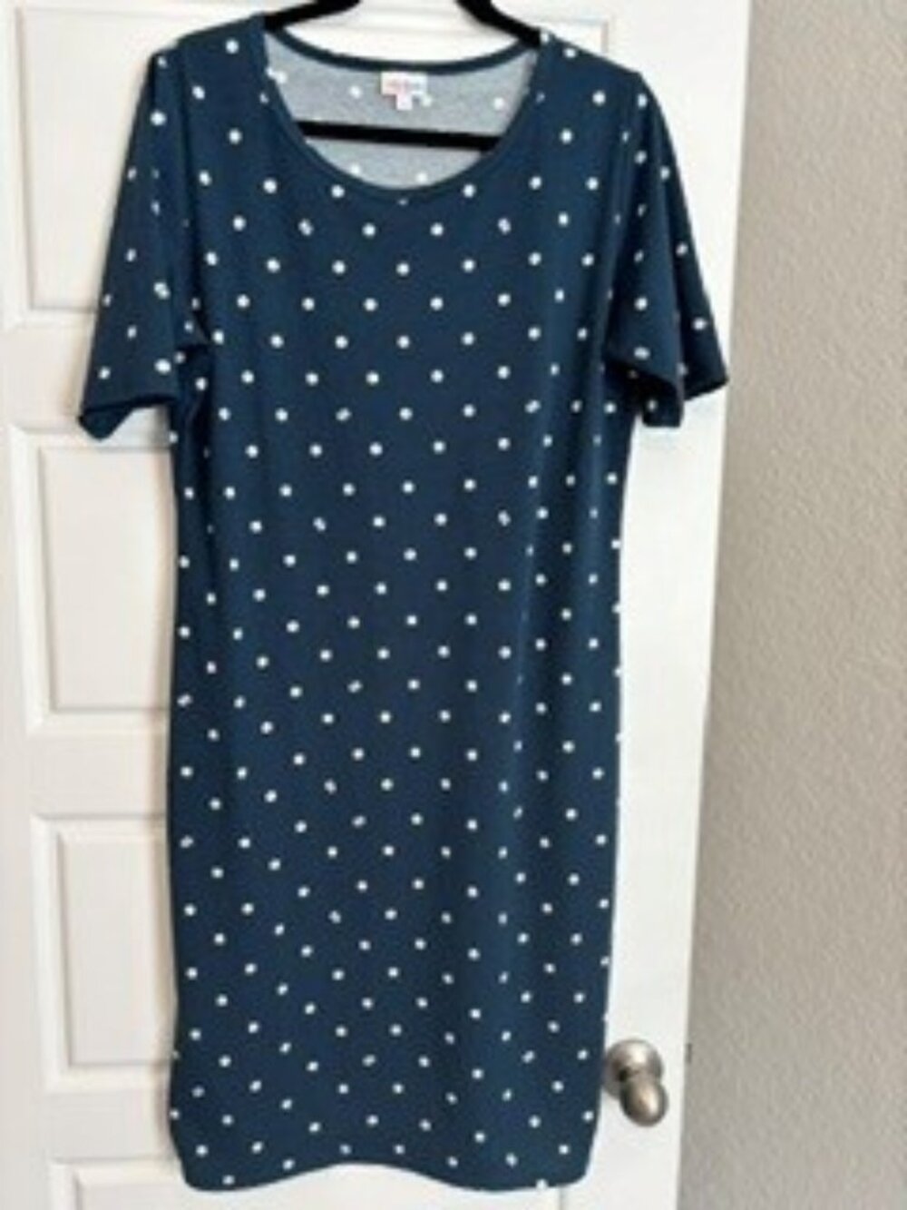 LuLaRoe Julia Dress XL – Blue Polka Dot